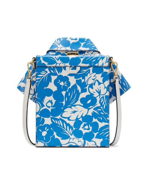 Kate Spade Blue Playa Floral Print Leather Crossbody Bag