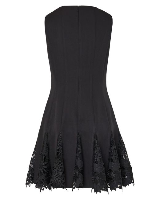 MILLY Black Ariel Floral Lace Pleated Minidress