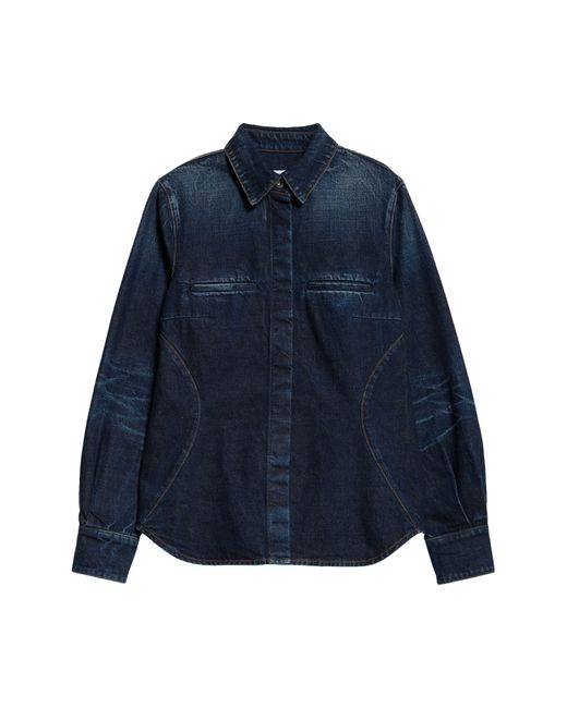 Ferragamo Blue Faded Long Sleeve Denim Shirt Jacket
