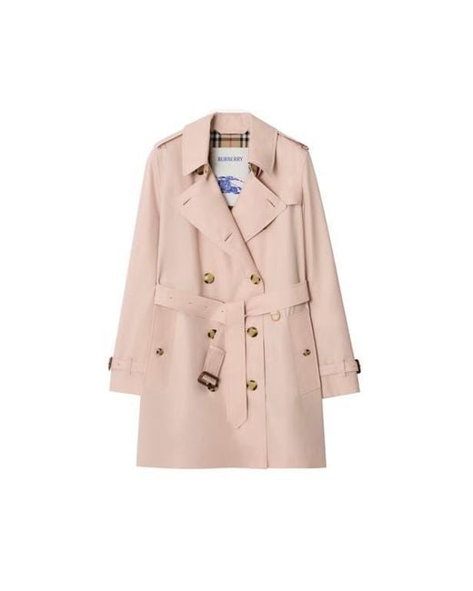 Burberry Pink Short Tropical Gabardine Kensington Trench Coat