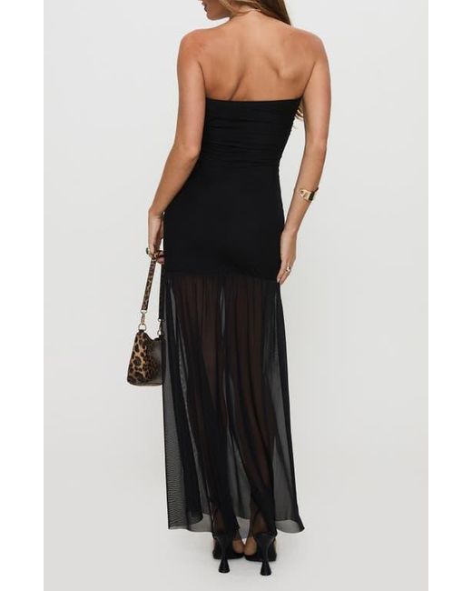 Princess Polly Decadent Strapless Mesh Maxi Dress in Black | Lyst