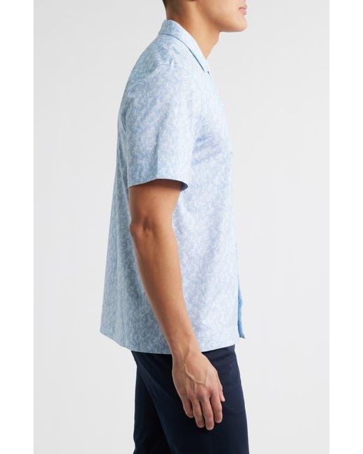Bugatchi Blue Cole Ooohcotton Floral Camp Shirt for men