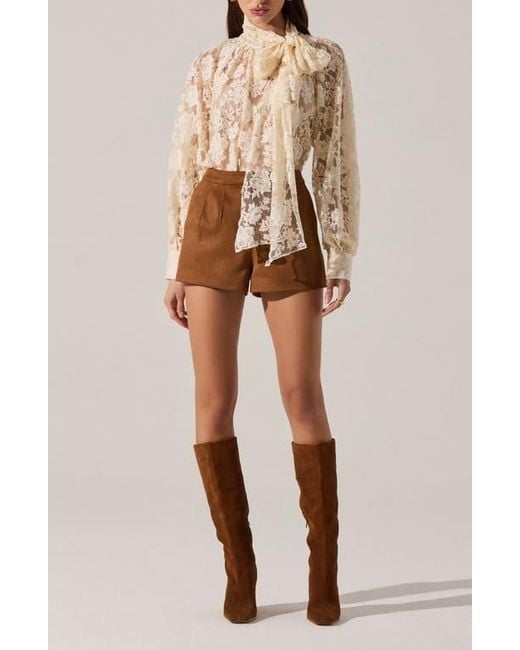 Astr Brown Jude Faux Suede Shorts