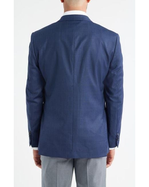 Daniel Hechter Blue Windowpane Check Wool Blend Suit Jacket for men