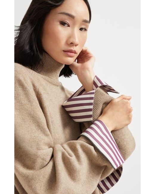 Brunello Cucinelli Natural Turtleneck Sweater With Monili