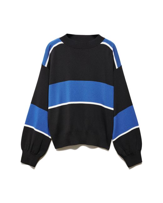 Mango Black Stripe High Neck Sweater