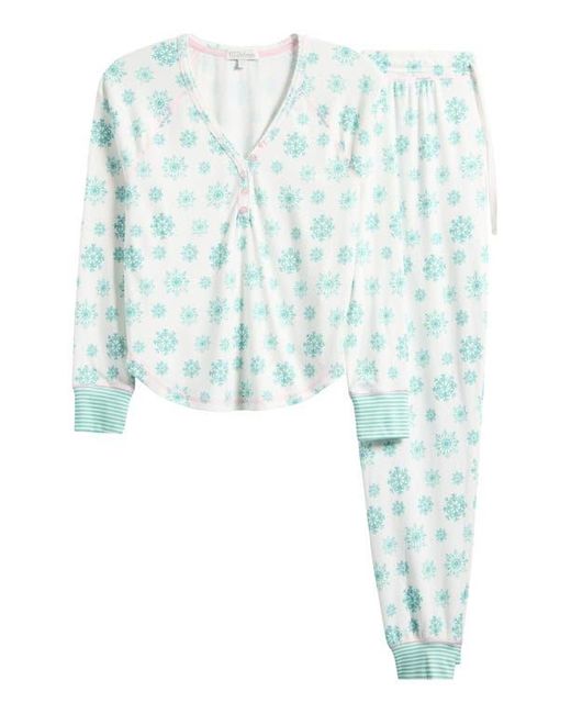 Pj Salvage Blue Snowflake Wishes Brushed Pointelle Pajamas