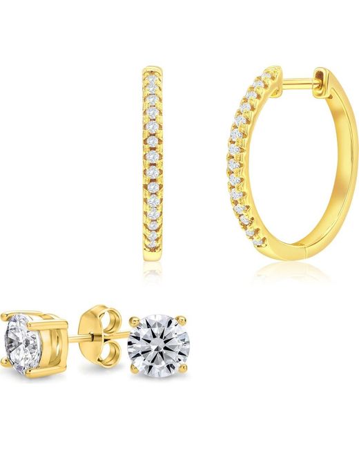 Donatello Gian Metallic Crystal Hoops And Studs Set