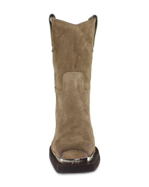 Zigi Brown Suede Western Square-Toe Boots