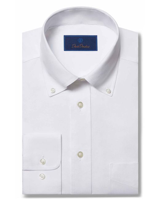 David Donahue Blue Regular Fit Pinpoint Oxford Non-iron Dress Shirt for men