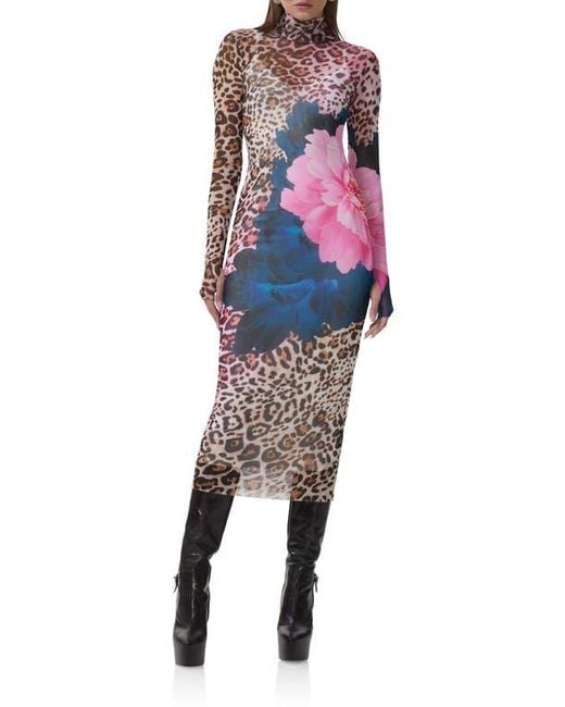 AFRM Women's Blue Shailene Long Sleeve Mesh Midi Dress - lifeandfire.be
