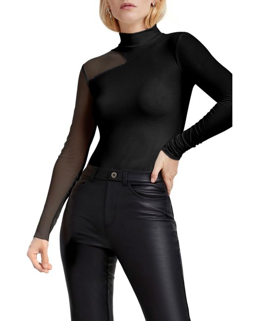 MARCELLA Black Ysabel Mesh Panel Jersey Top