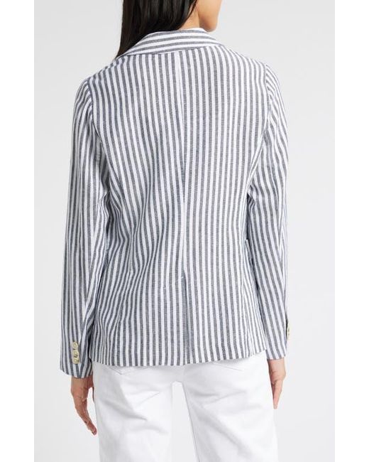 Caslon Blue Stripe Linen Blend Blazer