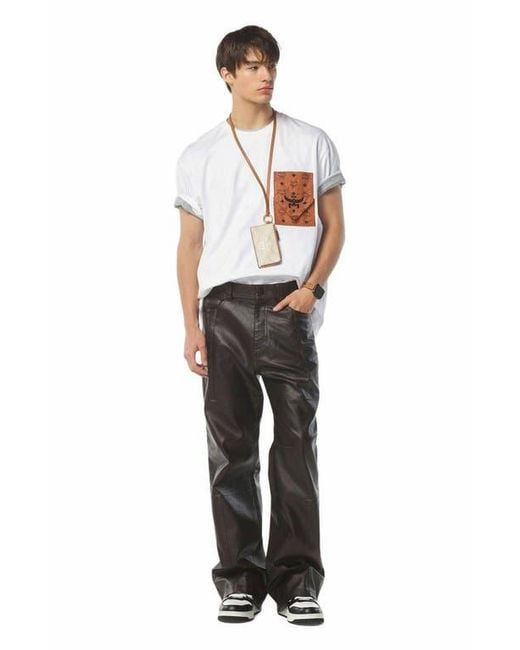 MCM White Monogram Patch Pocket T-Shirt for men