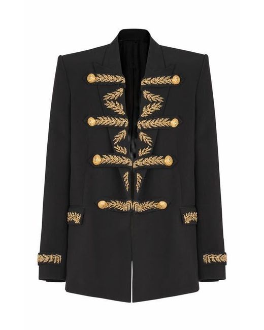 Balmain Black Embroidered Crepe Jacket for men