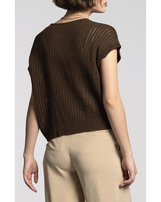 WEEKEND LOS ANGELES Black Violette Short Sleeve Linen & Cotton Cardigan