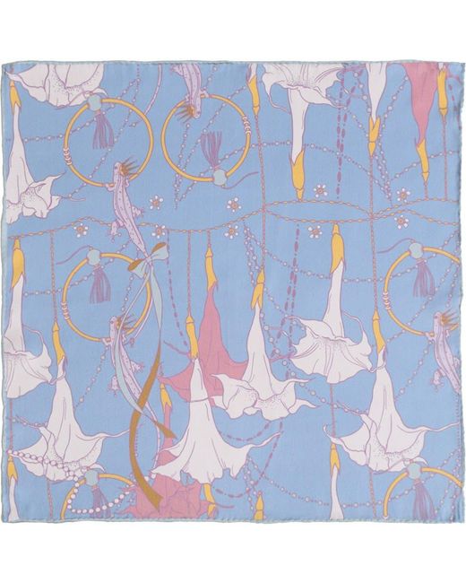 Lost Pattern Blue Datura Silk Pocket Square