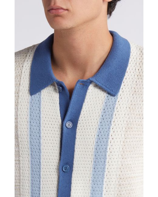 Wax London Blue Tellaro Pointelle Knit Button-up Shirt for men