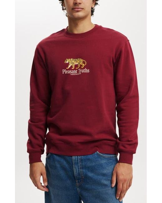 Cotton On Red Graphic Crew Fleece for men