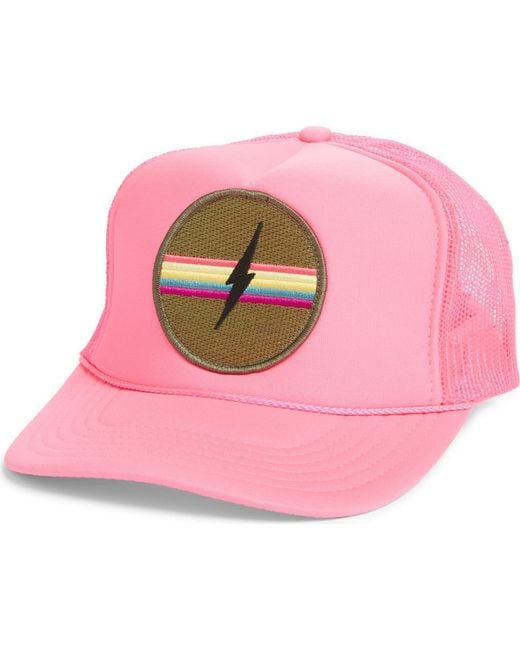 Friday Feelin Pink Lightening Bolt Patch Trucker Hat