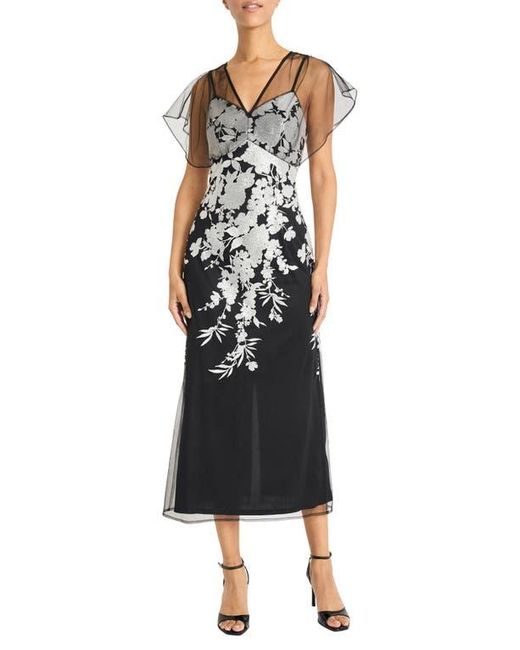 Maggy London Illusion Embroidered Gown in Black