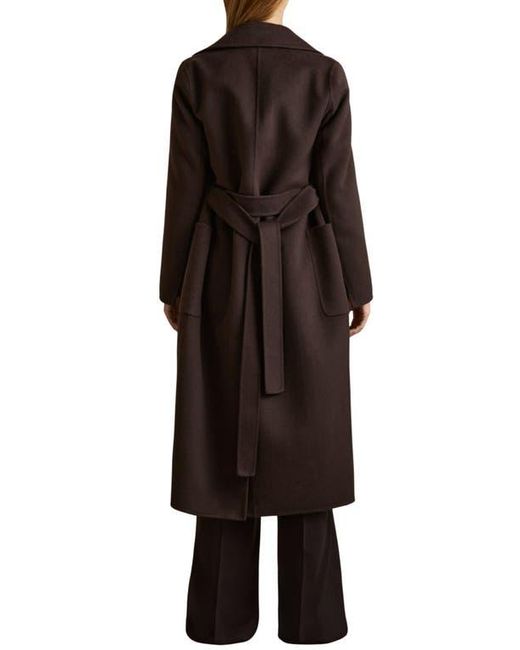 Reiss Black Lucia Belted Wool Blend Coat