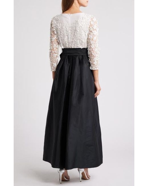 Pisarro Nights Black 3D Floral Bodice Beaded Gown