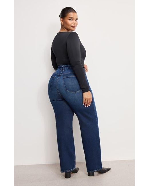 GOOD AMERICAN Blue Soft-Tech Straight Leg Jeans