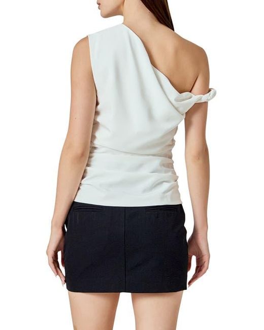 Endless Rose Blue Drape One-Shoulder Top