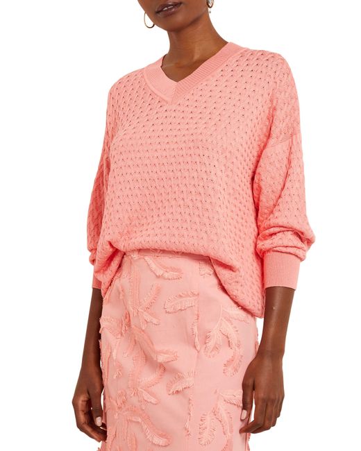 Misook Pink Cable Knit Tunic Sweater