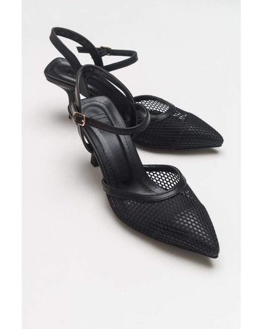 Prologue Shoes Black Chic Mesh Pointed Toe Pump