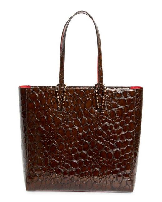 Christian Louboutin Brown Cabata Soft Croc Embossed Leather North/South Tote Bag