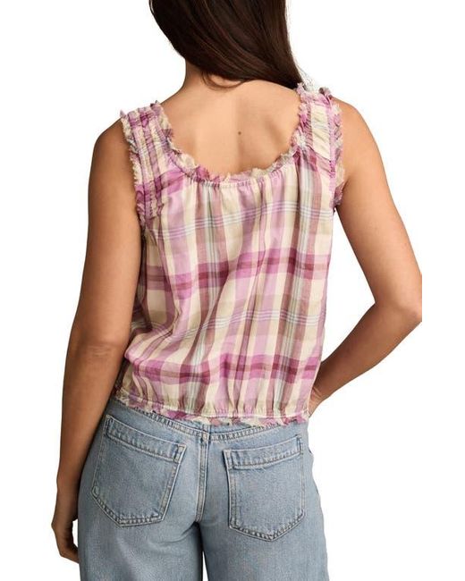 Lucky Brand Red Ruffle Tie Neck Cotton Top