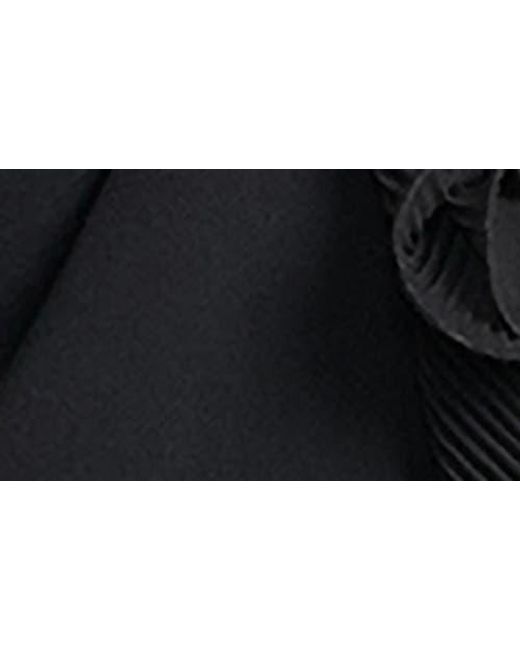 Tadashi Shoji Black Pleated Ruffle Gown