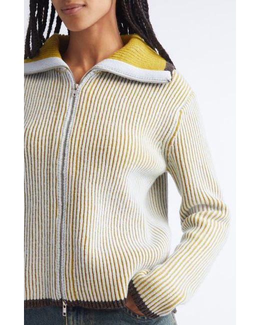 Eckhaus Latta Metallic Gender Inclusive Huddle Merino Wool Zip Cardigan