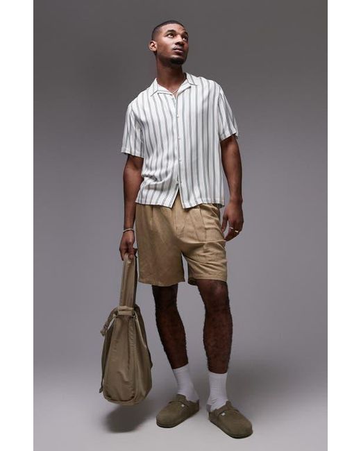 Topman Multicolor Stripe Short Sleeve Camp Shirt for men