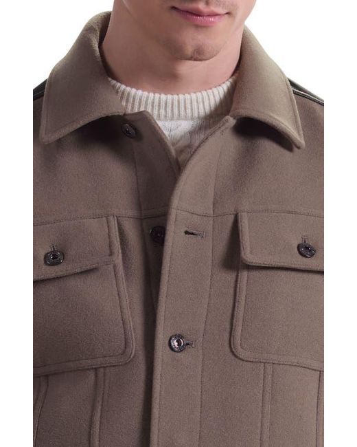 Bugatchi Brown Hybrid Melton & Wool Trucker Jacket for men
