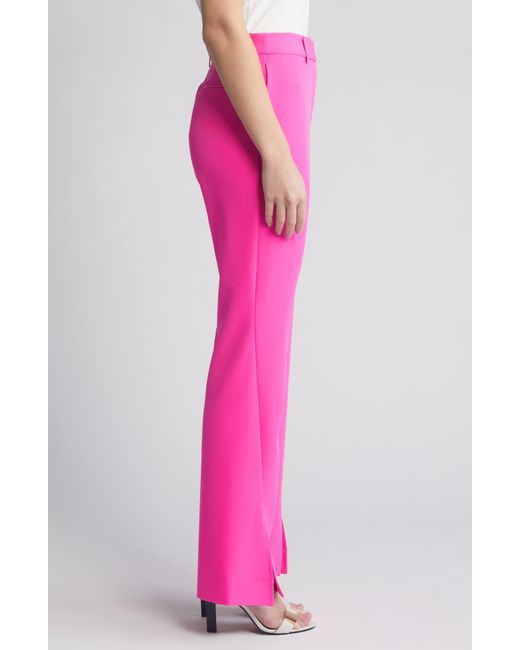 DKNY Pink Split Hem Flare Leg Stretch Twill Pants