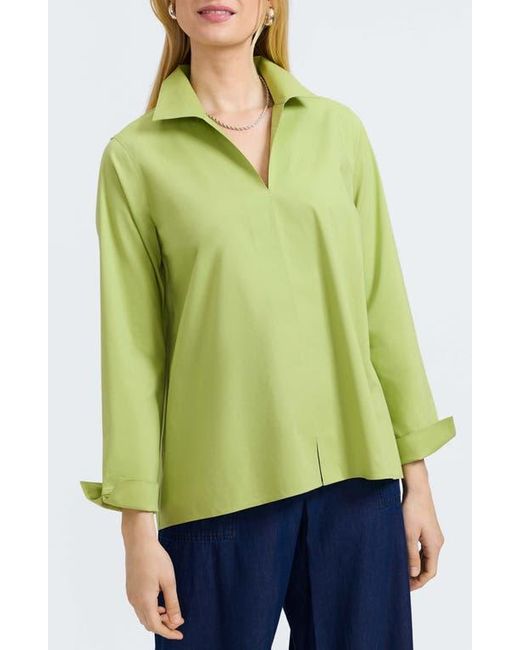 Foxcroft Green Agnes Split Cuff Popover Blouse