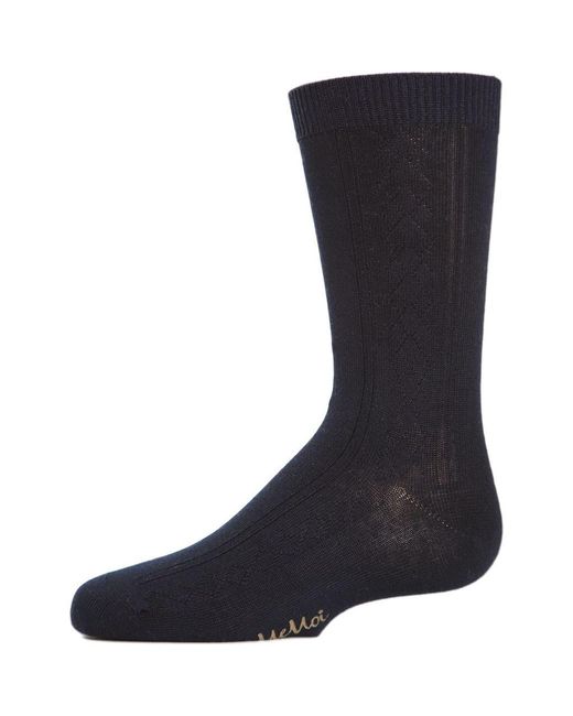 Memoi Black Argyle All Over Crew Socks for men