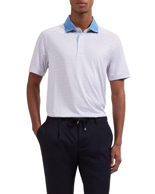 Bugatchi Blue Three-Button Performance Polo for men