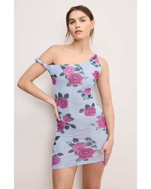 GOOD AMERICAN Blue Twist Cover-Up Mesh Minidress