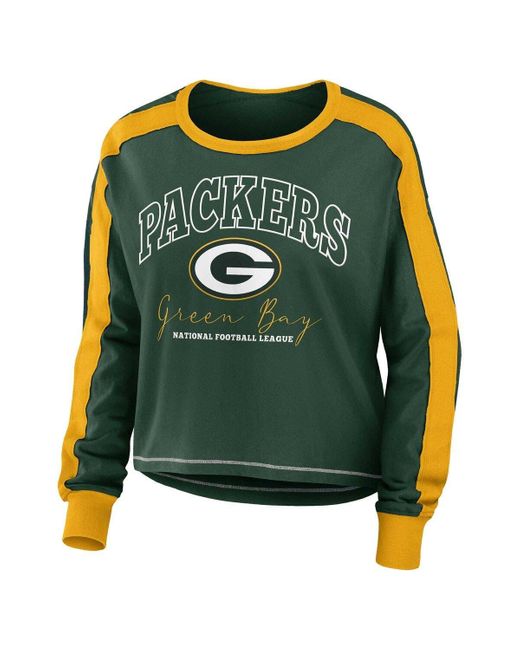 Women's Wear by Erin Andrews White Green Bay Packers Domestic Pullover Sweatshirt Size: Small