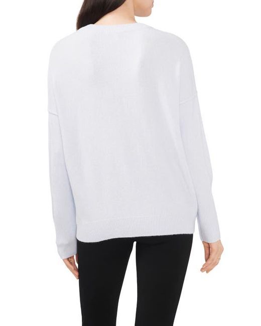 Chaus White Rhinestone Cozy Crewneck Sweater