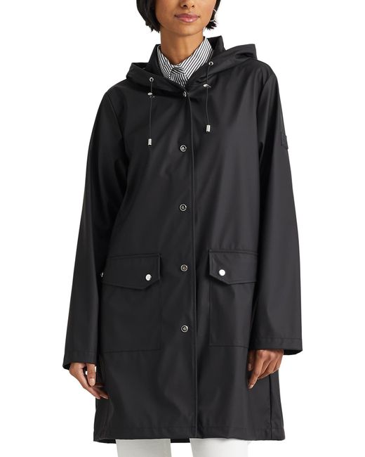 Lauren by Ralph Lauren Hooded Longline Rain Slicker in Black Lyst
