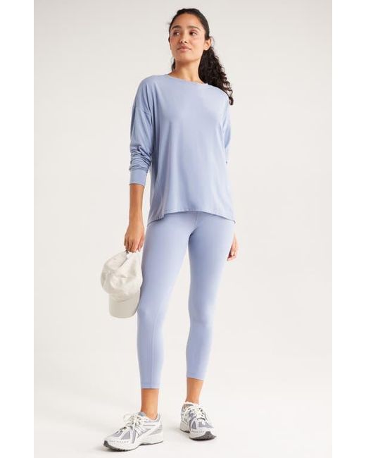 Zella Blue Breathe Long Sleeve Split Back T-Shirt