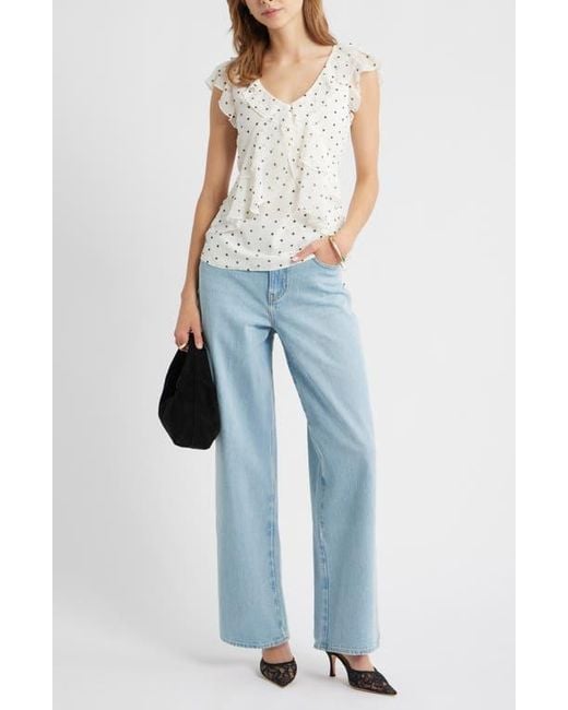 Open Edit White Chiffon Ruffle Top
