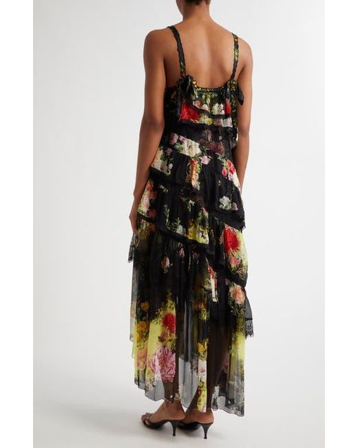 ASYMMETRIC SPLICED LACE DRESS ADORNED IN ALEXANDRIA