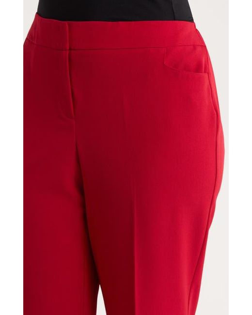 Kasper Red Flat Front Slim Pants