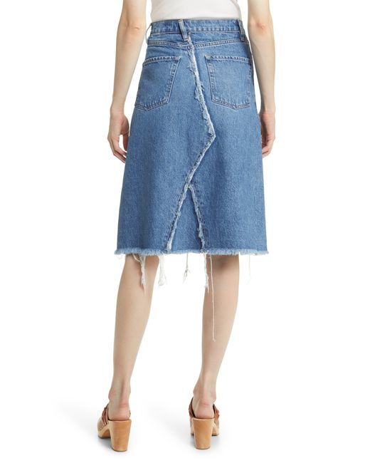FRAME Blue Deconstructed Denim Skirt
